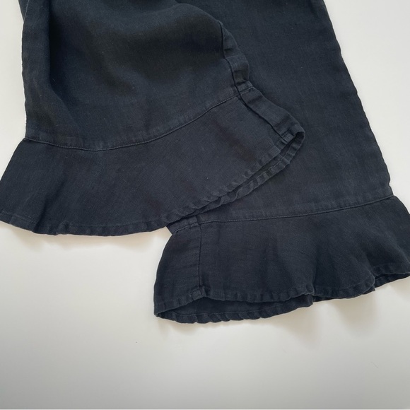 Flax Linen Pants Size S Ruffled Bloomers Capris Black Lagenlook Cottagecore - Picture 8 of 13